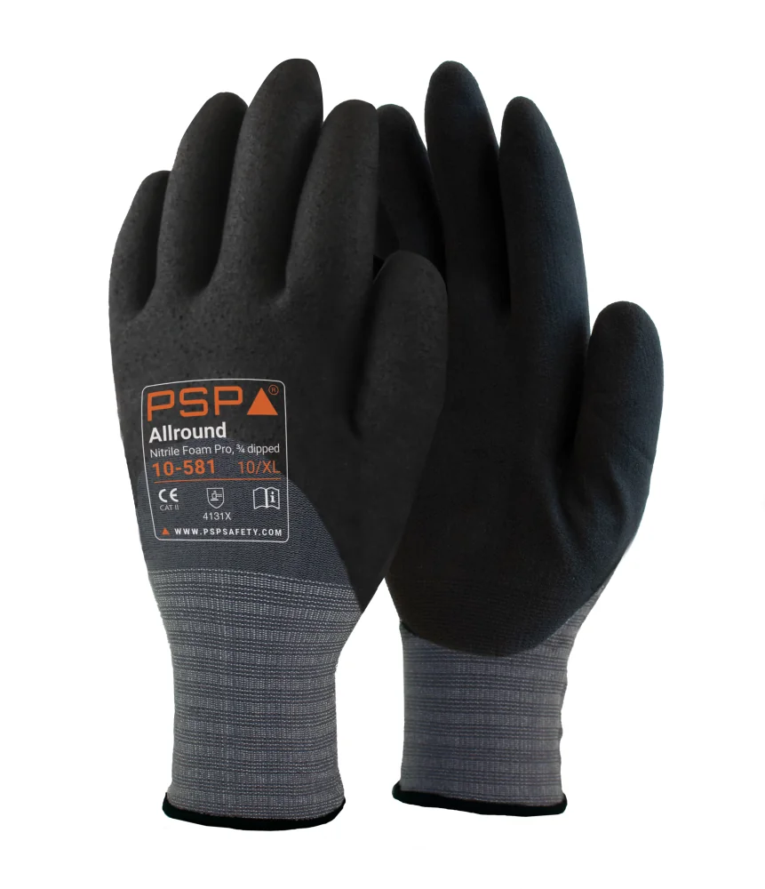 PSP - Allround Pro Nitril Schuim Handschoenen - EN388 4131X - 10-581 - Grijs/Zwart