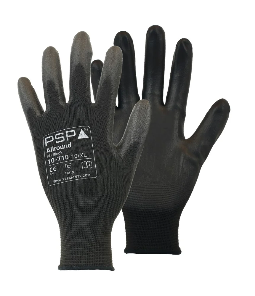 PSP - Allround Werkhandschoenen - EN388 4131X, PU Gecoate Handpalm - 10-710 - Zwart