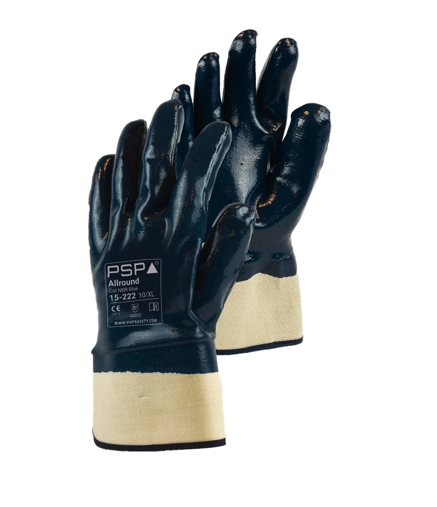 PSP - Snijbestendige Handschoenen - Snijweerstand Niveau D, NBR Coating, Vloeistofbescherming - 15-222 - Blauw/Ecru - 2.01.15.222