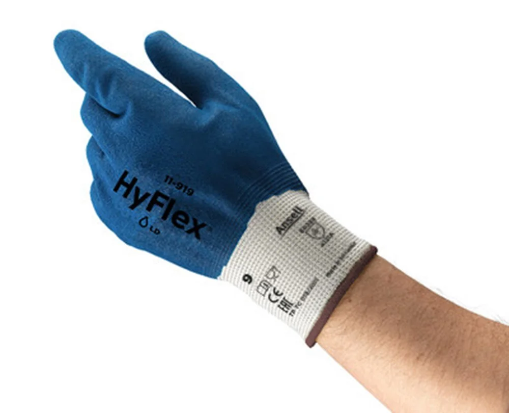 Ansell - Vloeistofafstotende Duurzame Handschoenen - HyFlex 11-919 - Blauw