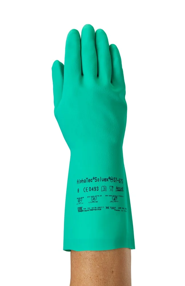 Ansell - Chemisch Bestendige Handschoenen - EN 374 Type A Chemische Resistentie, 15 mil - AlphaTec Solvex - Groen - 37-675
