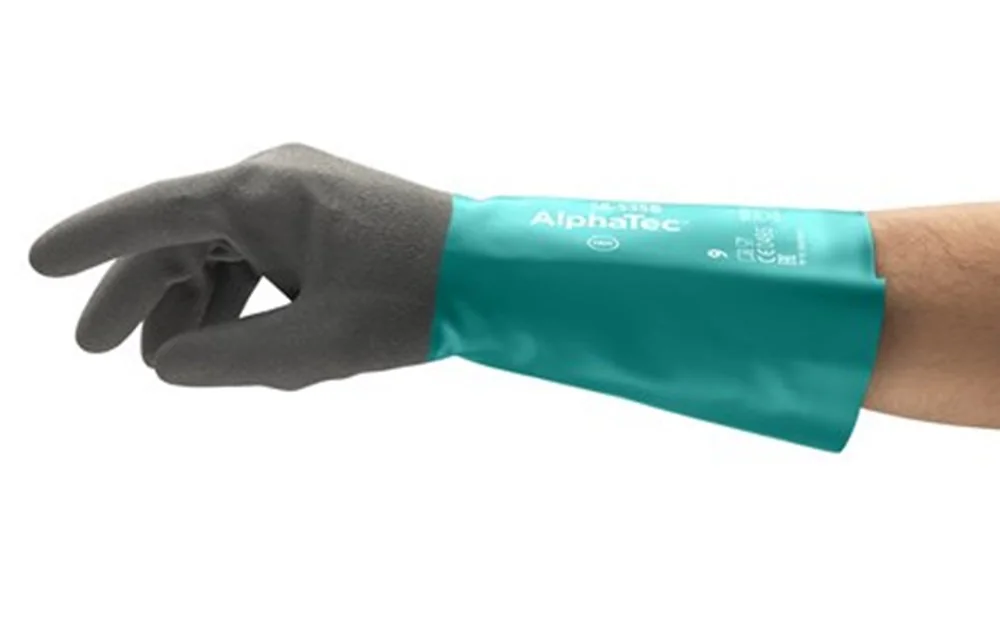 Ansell - Chemisch Bestendige Handschoenen - Verbeterde Grip, Hittebestendig Niveau 1 - AlphaTec 58-535W - Grijze Coating, Witte Voering