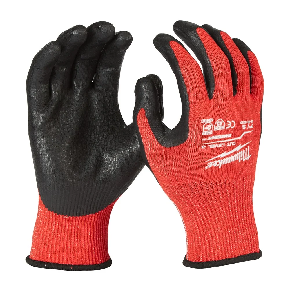 Milwaukee - Snijbestendige Handschoenen - Snijlevel 3, Slijt- & Punctiebestendig, Uitstekende Grip - Cut C/3 - Zwart - 1420