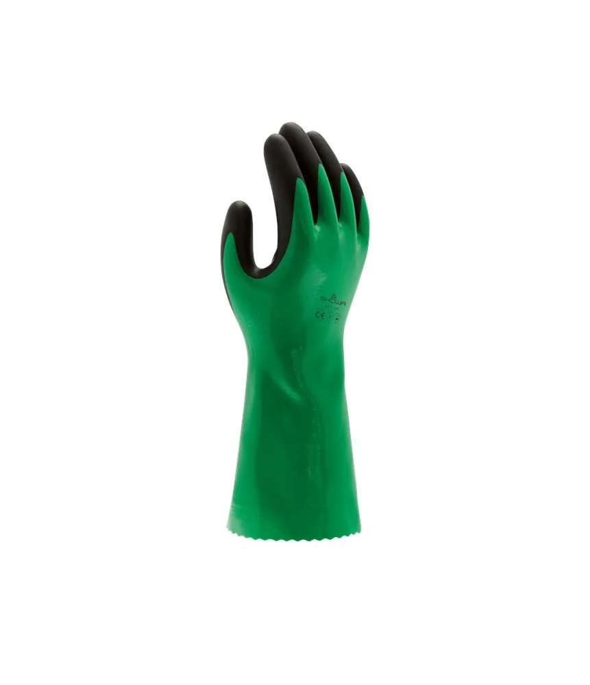 Showa - Chemische Beschermingshandschoenen - Chemisch & Oliebestendig, Schuimgrip - 379 - Groen/Zwart