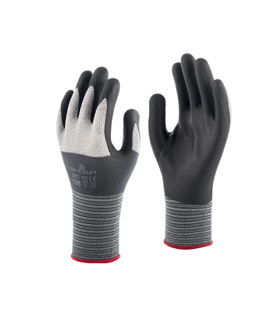 Showa - Nitrile Schuim Handschoenen - Slijtvast & Oliebestendig, Vingervaardigheid - 381 - Grijs