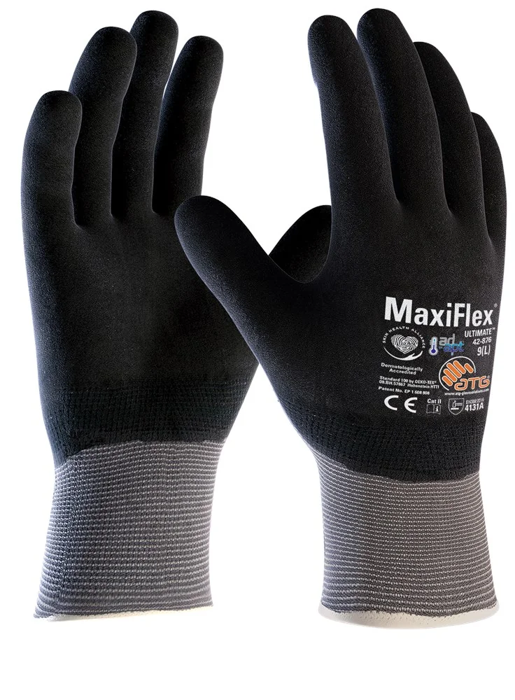 ATG - Algemene Gebruikshandschoenen - AD-APT Koeltechnologie, Duurzame Grip - Maxiflex Ultimate AD-APT - Grijs/Zwart - 42-876