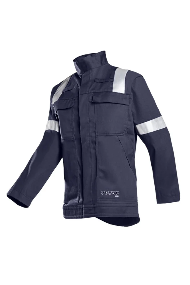 Sioen - Offshore Jas - ARC Bescherming, Vlamvertragend, Anti-Statisch, Hitte & Metaalspatten, Hoge Zichtbaarheid - Montero - Marineblauw - 009VA2PFA