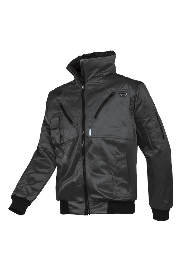 Sioen - Winter Bomberjack - Afneembare Mouwen, Bontvoering - Hawk - Zwart - 027AA2PBD