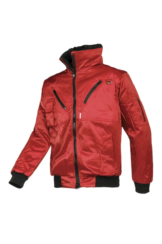 Sioen - Winter Bomberjack - Afneembare Mouwen, Bontvoering - Hawk - Rood - 027AA2PBD