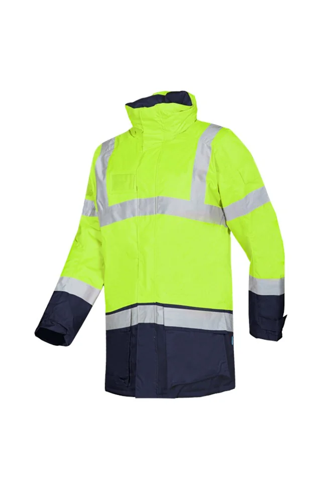 Sioen Hi-Vis Winter Regen Parka Waterdicht, Winddicht, Koudebescherming Lightflash 313A Hi-Vis Oranje/Marineblauw 313AN2ES3