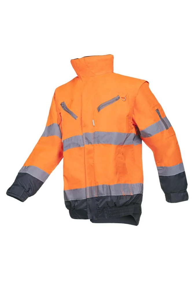 Sioen - Hi-Vis Winter Bomberjack - Waterdicht, Ademend, Afneembare Mouwen - Campbell - Hi-Vis Oranje/Marineblauw - 364AN3EX1