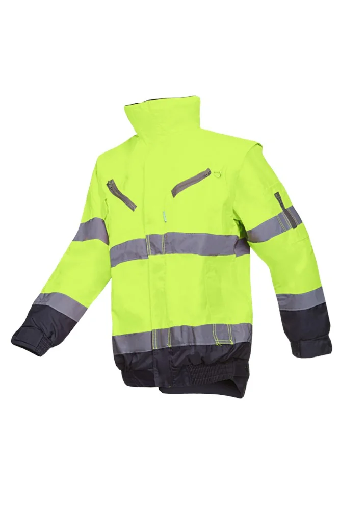 Sioen - Hi-Vis Winter Bomberjack - Waterdicht, Ademend, Afneembare Mouwen - Campbell - Hi-Vis Geel/Marineblauw - 364AN3EX1