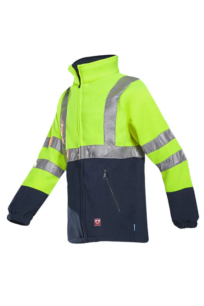 Sioen - Vlamvertragende Fleece met Hoge Zichtbaarheid - Rainier - Fluo Geel/Marineblauw - 496ZN2TF1