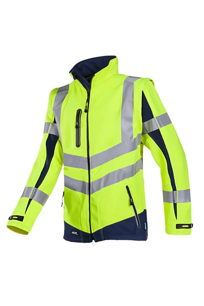 Sioen - High Visibility Softshell Jas - EN ISO 20471 Klasse 3, Koude & Wind Bescherming - Malden - Fluo Geel/Marine - 724ZA2TU2