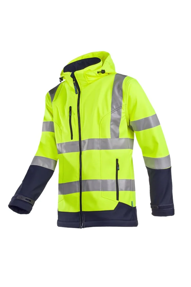 Sioen High Visibility Softshell Jas EN ISO 20471 Klasse 3, Afneembare Kap Fuller Fluorescerend Geel/Blauw 9933A2TU1
