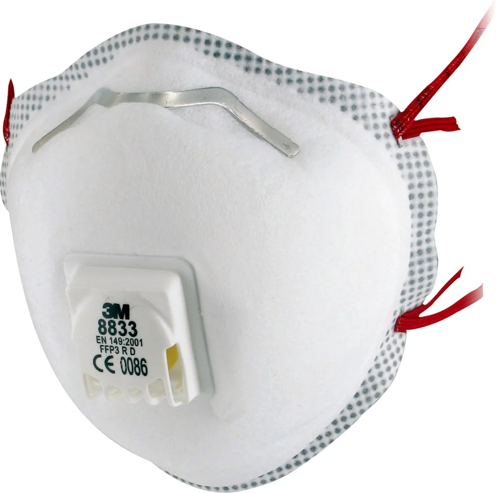[1.21.15.883.30] 3M - Wegwerpstofmasker - FFP3 Bescherming met Cool Flow Ventiel - 8833 - Rood, Wit
