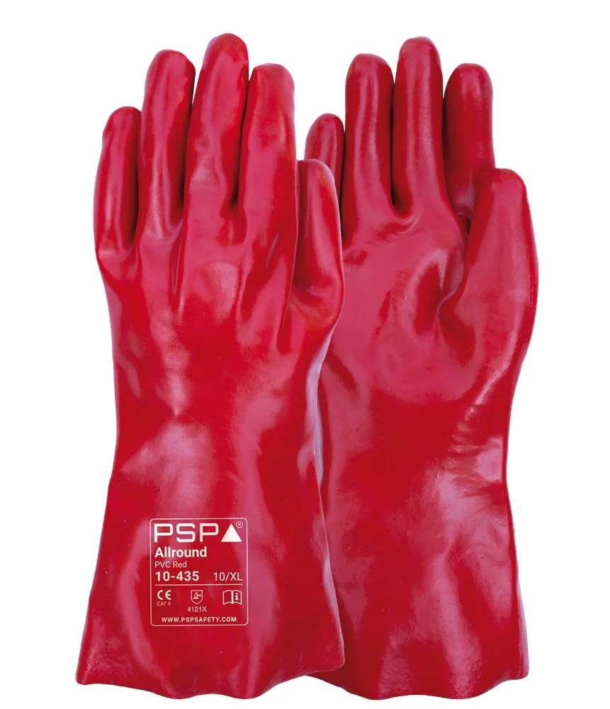[2.01.10.435.10] PSP - Allround Olie- & Vloeistofbestendige PVC Handschoenen - 10-435 - Rood