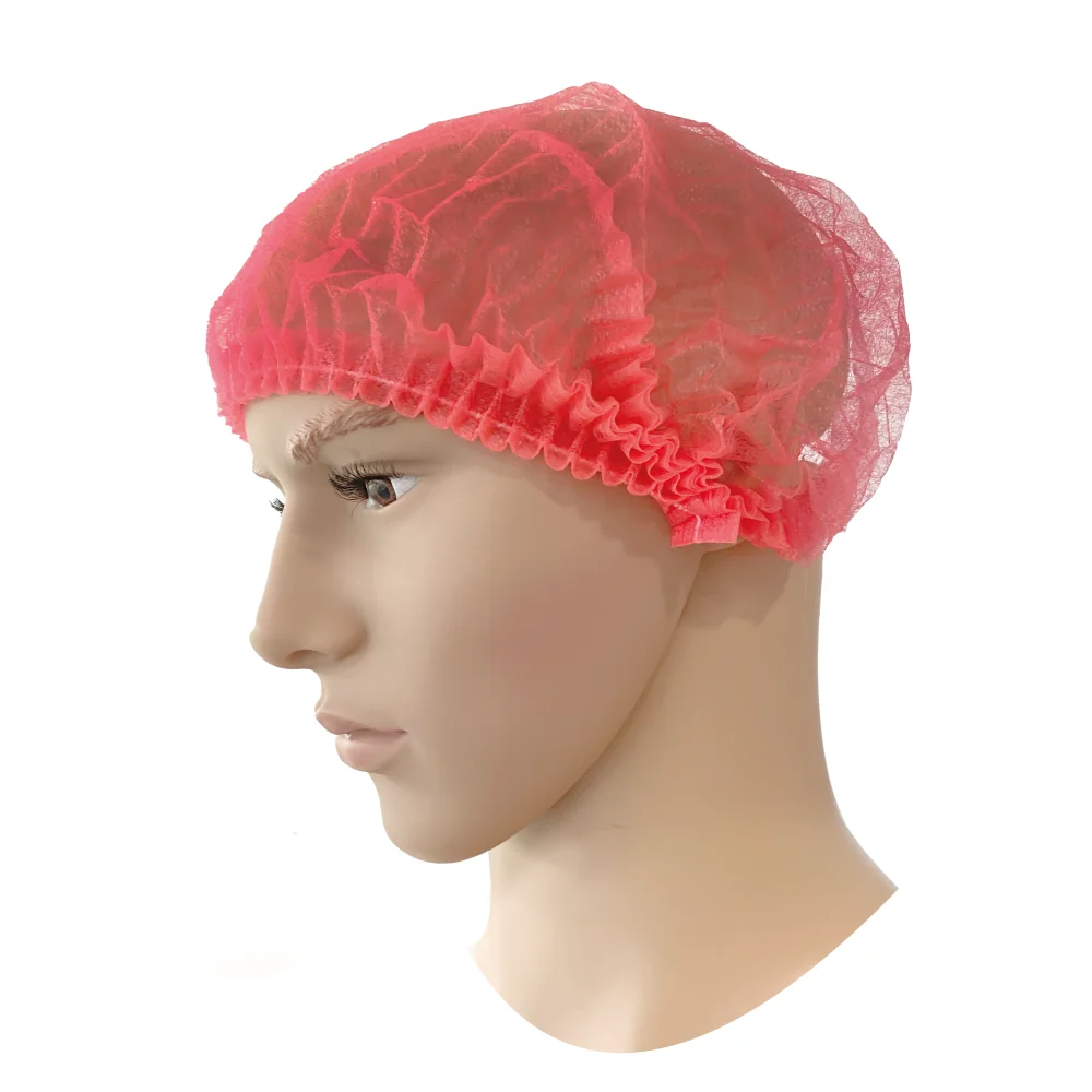 [5.09.55.108.00] PSP - Wegwerp Haarkap - Voedsel Goedgekeurd, Voor Eenmalig Gebruik - Wokkel - Rood - 100 Stuks