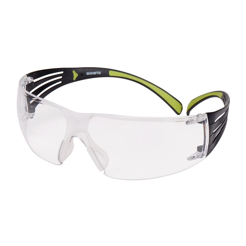 [7.21.27.215.00] 3M - Veiligheidsbril - Krasbestendige & Anti-condens Lens - SecureFit 400 - Heldere Lens, Zwart/Groen Frame - SF401AS/AF-EU