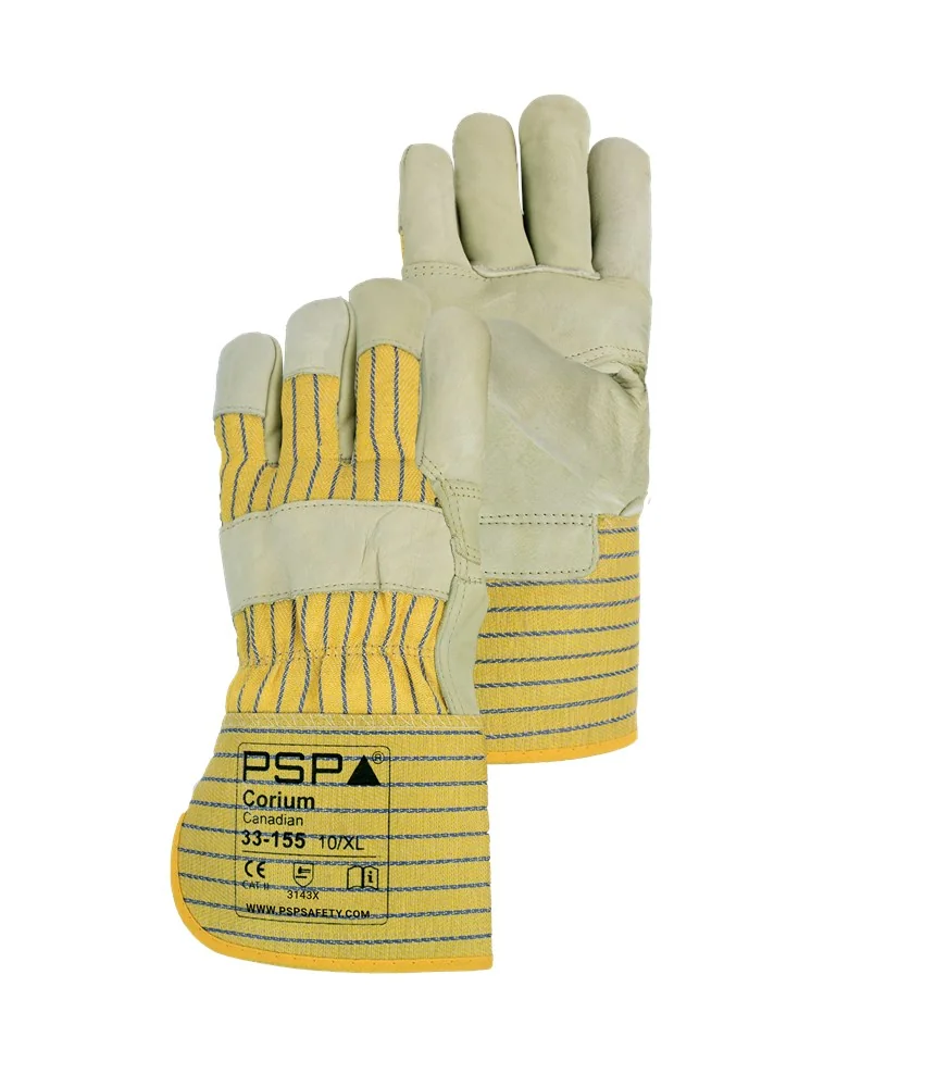 [2.03.33.155.10] PSP - Werkhandschoenen - EN388 3143X - Corium Canadian 33-155 - Beige/Geel/Blauw