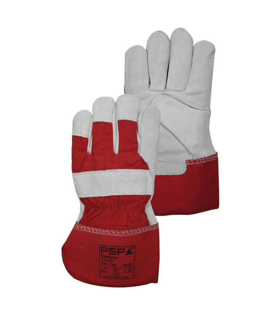 [2.03.34.110.10] PSP - Werkhandschoenen - Snijweerstand Niveau A, EN388 4143A - 34-110 Corium Canadian - Rood & Naturel