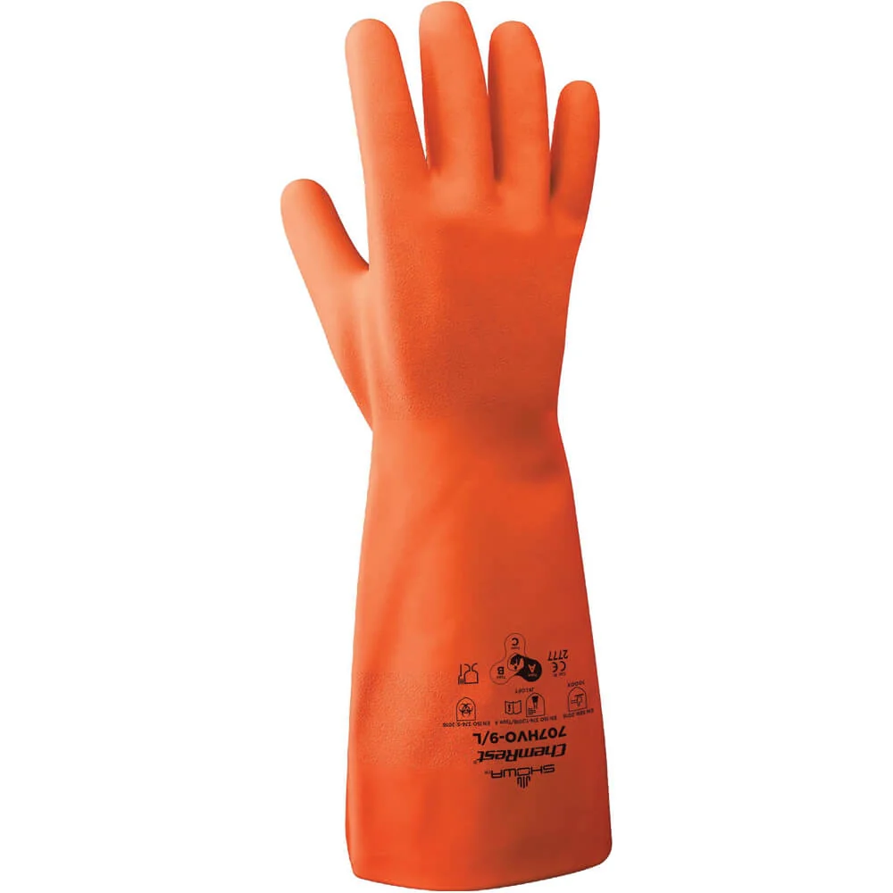 [2.42.20.707.10] Showa - Nitril Chemische Handschoenen - Biologisch Afbreekbaar, Chemisch Bestendig - 707HVO - Oranje
