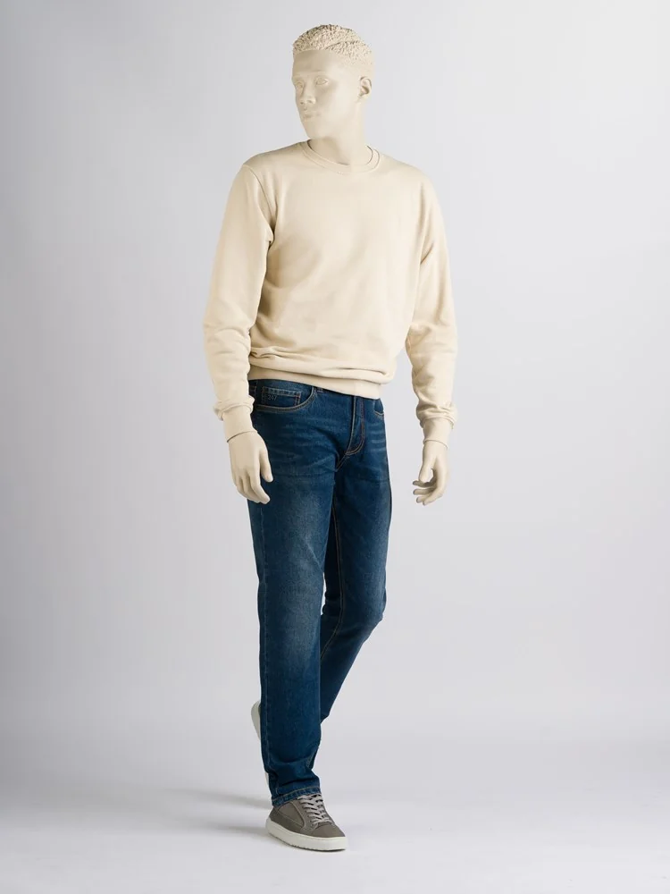 247 Jeans - Stretch Denim Jeans - Comfort Fit, Kleurecht - Palm Slim S07 - Sand blasted medium blue - N334S07002