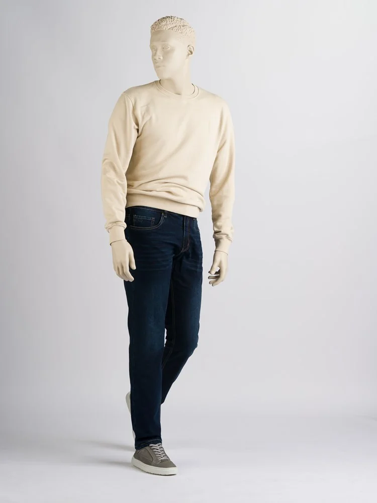 247 Jeans - Stretch Denim Jeans - Slim Fit, Kleurecht - Palm Slim S08 - Sand Blasted Donkerblauw - N334S08001